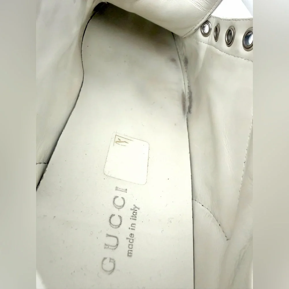 GUCCI || Ace‎ White Leather Embroidered Bee Star Sneakers Collapsible Heel EU 36